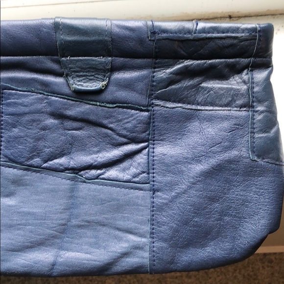 🍂 VTG - Blue Leather Clutch - Picture 4 of 8